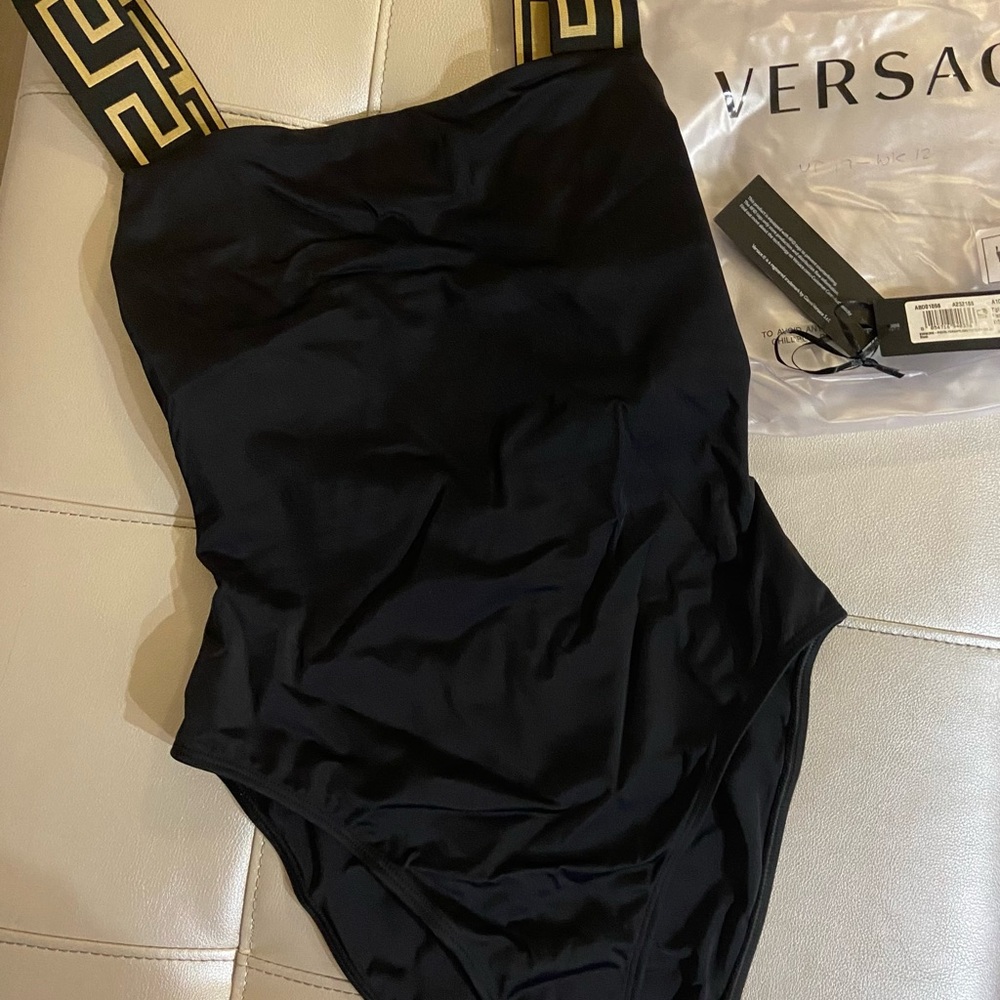 VERSACE GRECA BORDER ONE-PIECE SWIMSUIT